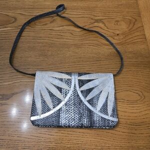 Black & Silver Geometric Crossbody Clutch